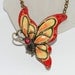 Butterfly Necklace - Hand Painted Orange & Yellow Wearable Art Jewelry