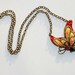 Butterfly Necklace - Hand Painted Orange & Yellow Wearable Art Jewelry