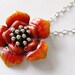 Orange Poppy Necklace Hand Painted Flower Pendant, Statement Necklace