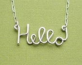 Hello Necklace - sterling silver wire word