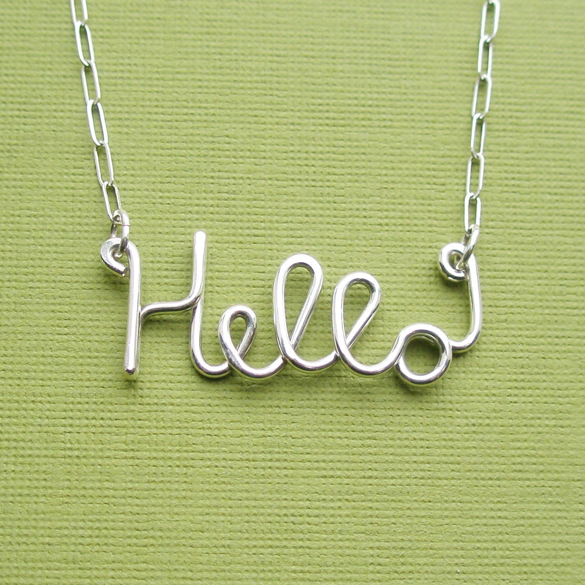 Hello Necklace - sterling silver wire word