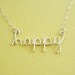 happy necklace (sterling silver wire word necklace)