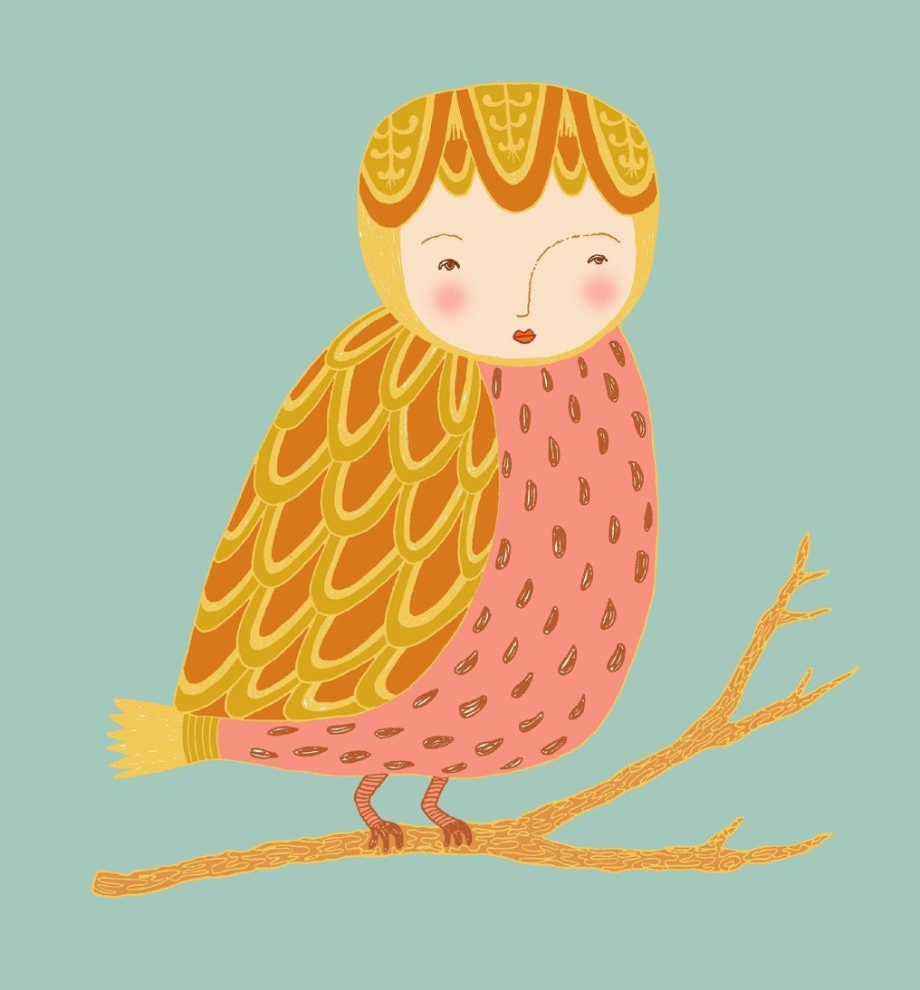 Pretty Bird on Blue - Art Print