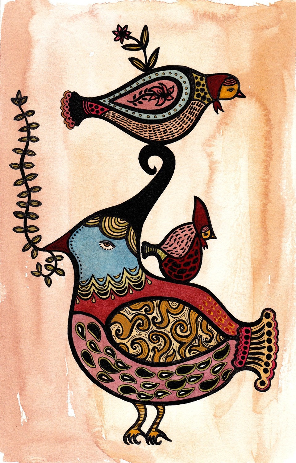 Lovely Bird Totem - Art Print
