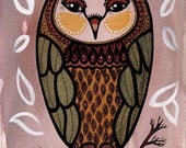 Owl with a beret - Art Print