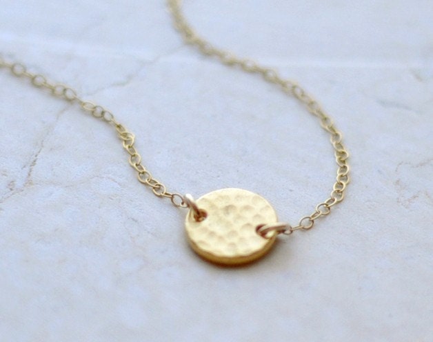 RESERVED LISTING Soleil - hammered gold disc gold filled necklace - simple classic jewelry