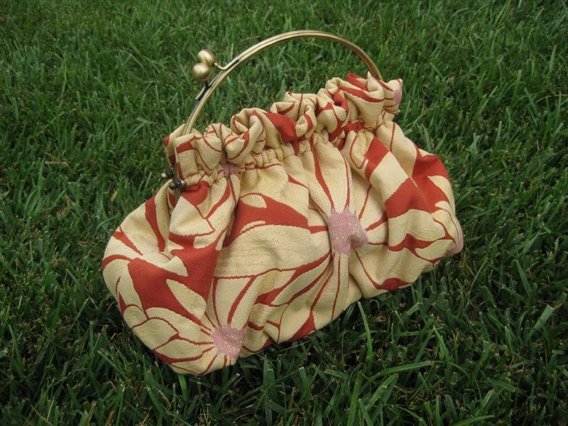 Purse with Yellow Flowers on Orange Background with 8 Inch Frame