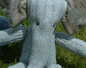 Wool Sock Elephant, Light Blue, Handmade by Catherine L Owen