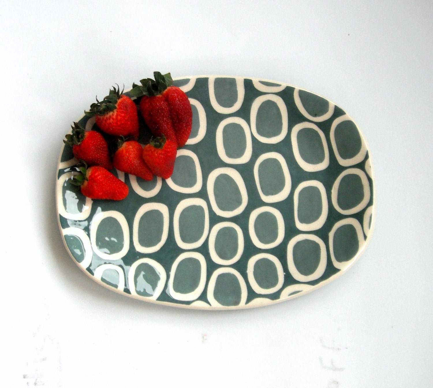 Serving Platter - Squircle  design in aqua tones-Made To Order