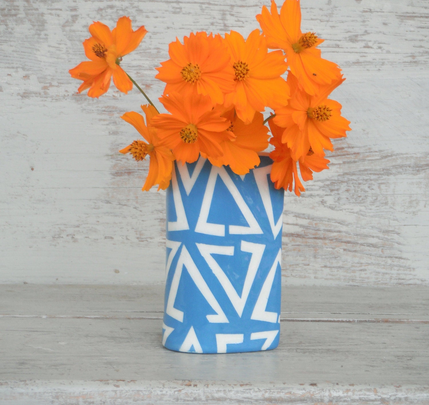 Turquoise triangle vase-made to order