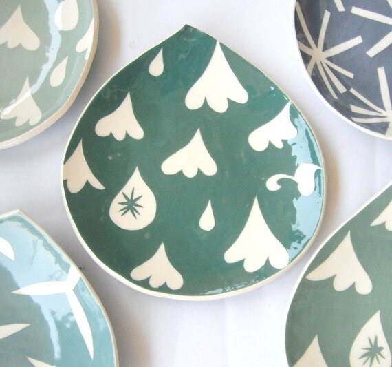 Appetizer plate Teal Rain drop plate