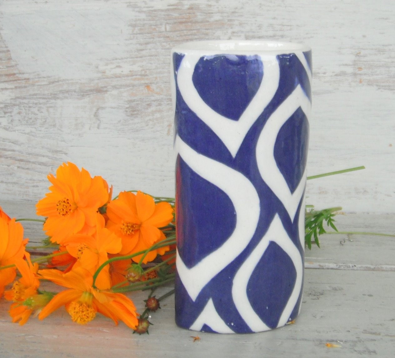 Mod cobalt blue vase as seen in Cottages and Bungalows Jan 2012----READY TO SHIP