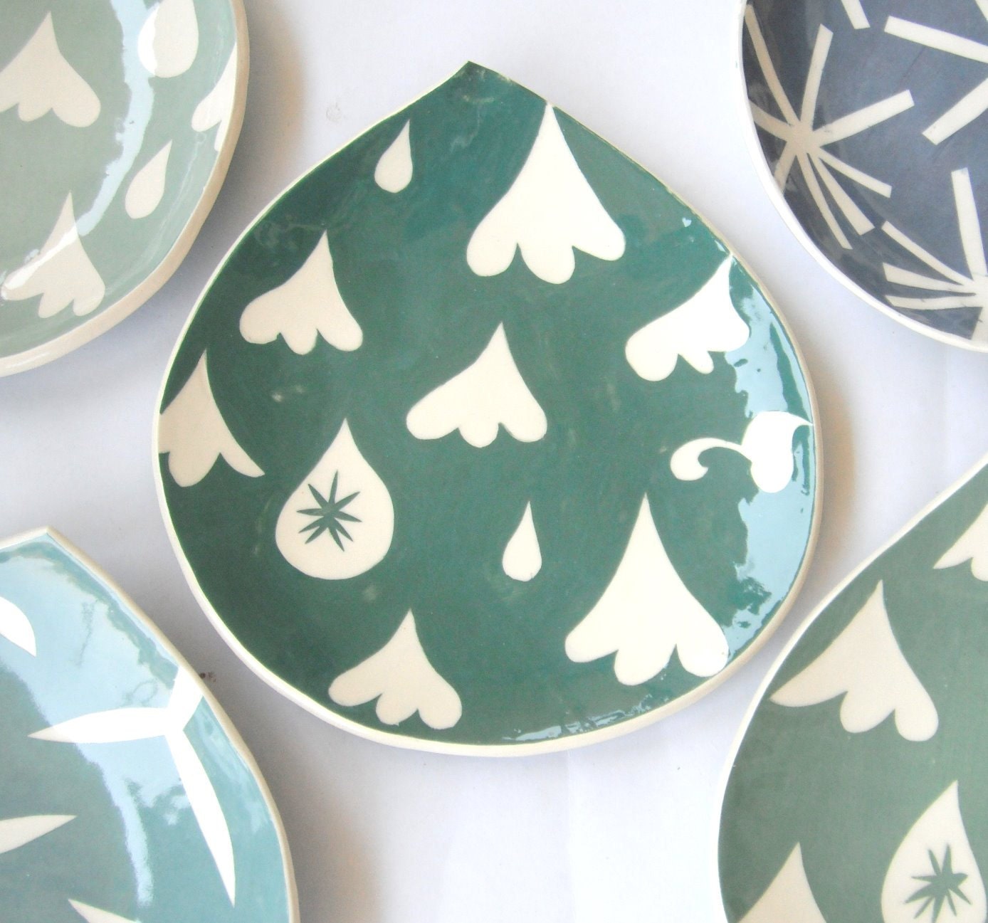 Appetizer plate Teal Rain drop plate