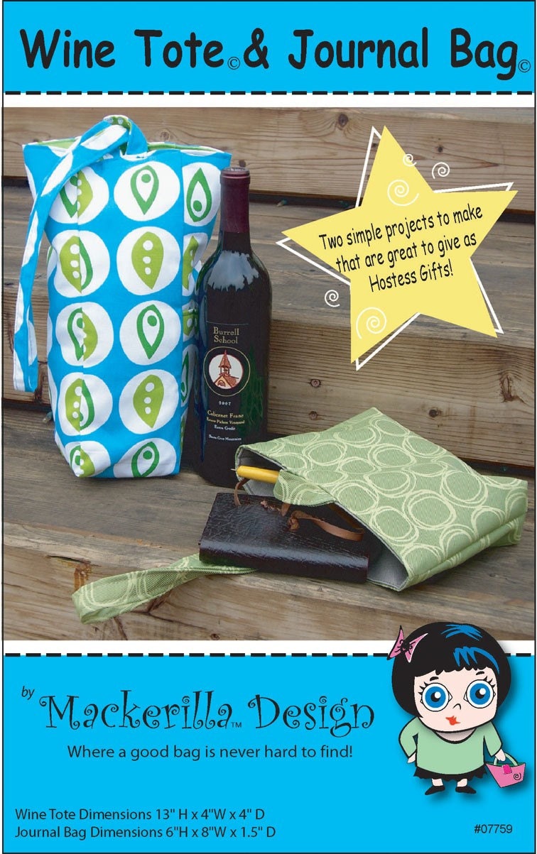 Wine Tote and Journal bag Pattern PDF