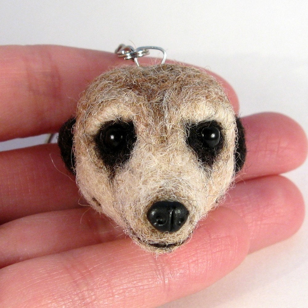 Needle Felted Meerkat Keychain Fob - Africa Animals, Meerkat Wildlife Key Chain - SALE