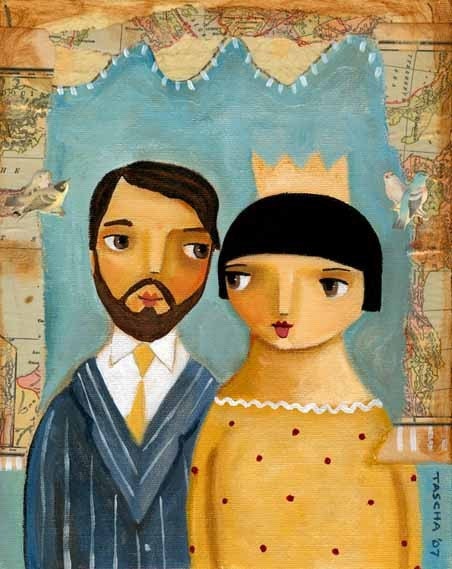LOVERS collage mixed media print 10x8