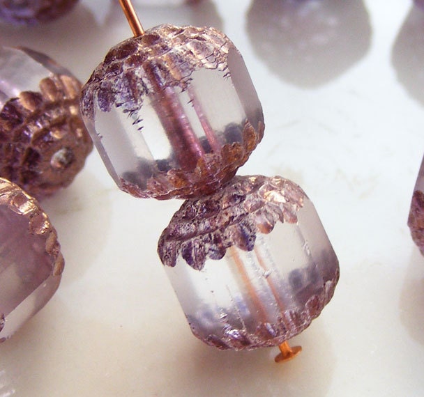 Czech Glass Cathedral Beads 10mm Fire Polish Matte Crystal with Gold (Qty 6) SRB-10FPC-CRY-MG