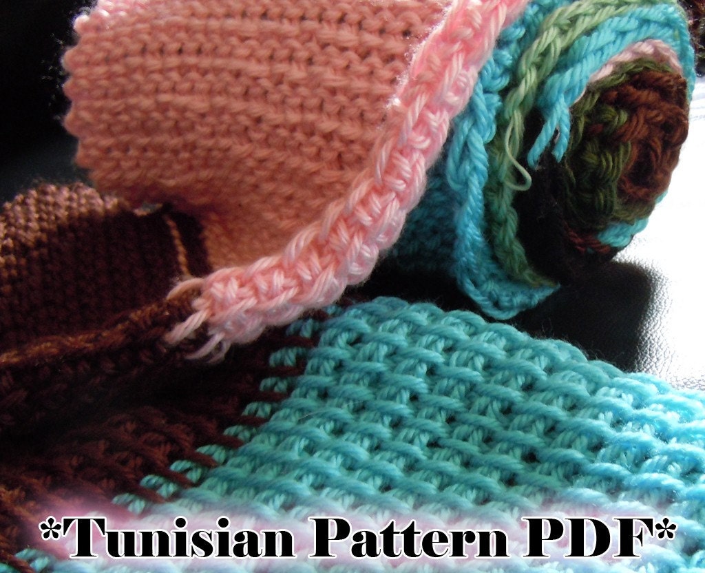 Tunisian Simple Stitch Crochet Scarf Pattern PDF