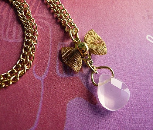 Romantic Bow and Briolette Charm Necklace