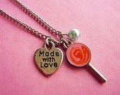 Orange Creamsicle Lollipop Charm Necklace
