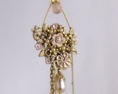 Drop Dangle Peach Pearl Earrings....The New Victorian Series