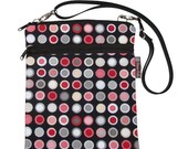iPad 4 3 2 or 1 / iPad Bag Netbook Purse Case Sleeve Bag Cover - Tablet TRAVEL BAG with adjustable strap Purse Mod Dots Fabric