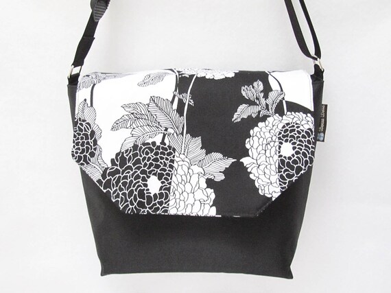 Medium Digital SLR Camera Bag - DSLR Camera Bag Purse  - Interchangeable flaps Photo Bella Mosaic Fabric Flap - Black Base