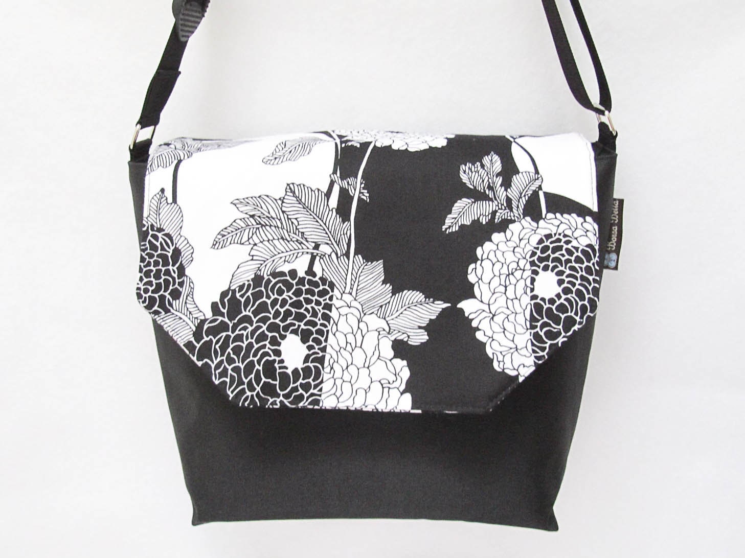 Medium Digital SLR Camera Bag - DSLR Camera Bag Purse  - Interchangeable flaps Photo Bella Mosaic Fabric Flap - Black Base