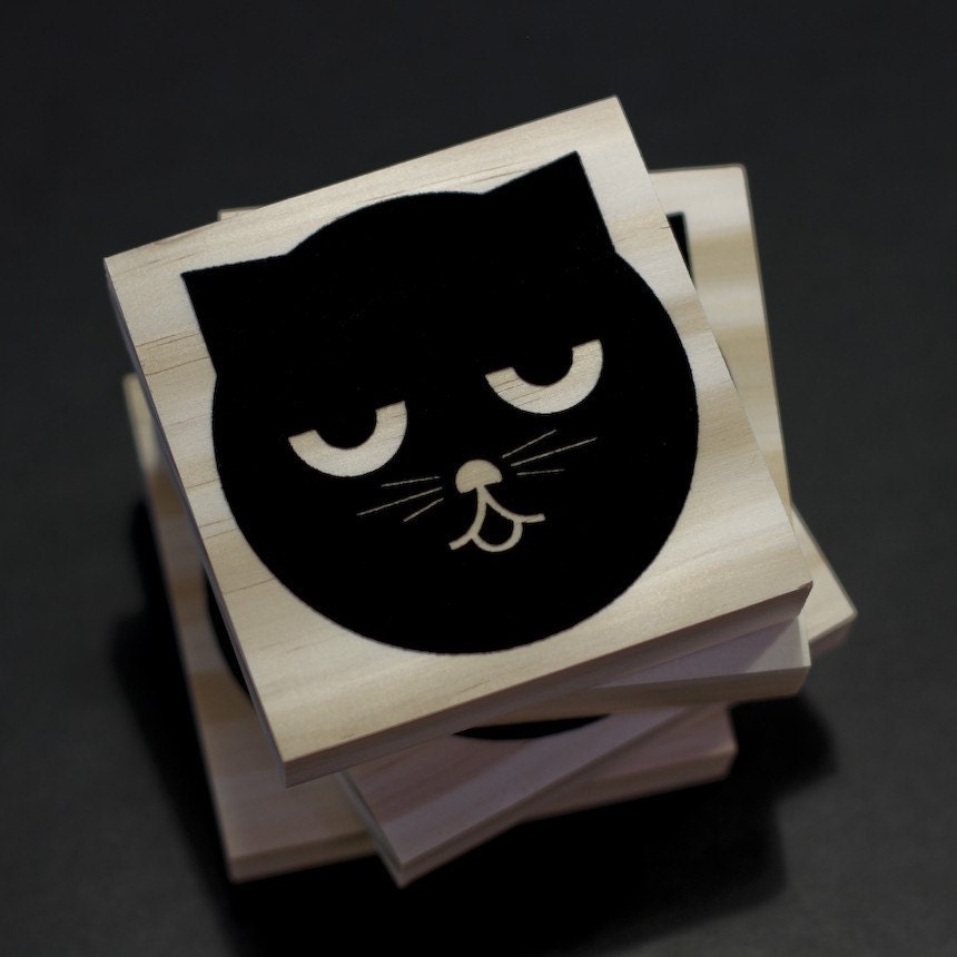 Coasters - Sleepy Watson the Cat - Wood Coasters - Set of Four