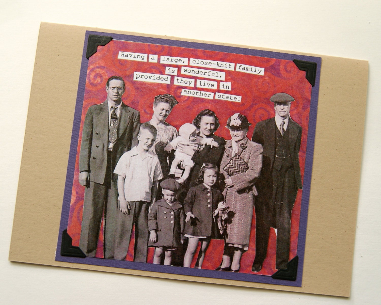FAMILY Fun Vintage Photo Card - Close-Knit Family - Recycled Paper