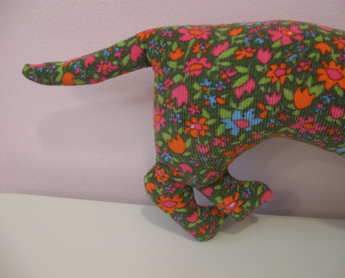 LuLu the Dachshund, Mod Vintage Fabric Pillow - 19 inches