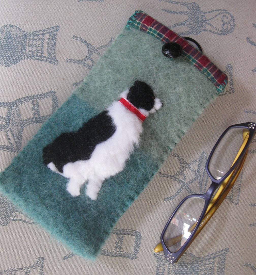 Border Collie Dog Eyeglass / Sunglass Case