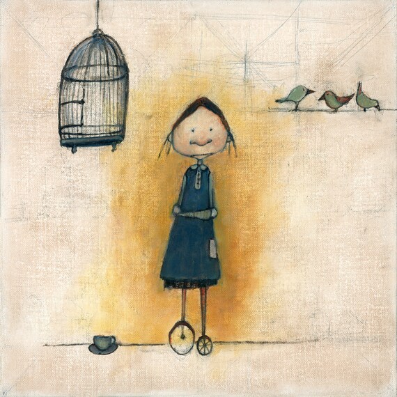 girl with birdcage