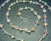 Long Oregon Sunstone Wire Wrap Sterling Silver Necklace 24 inches