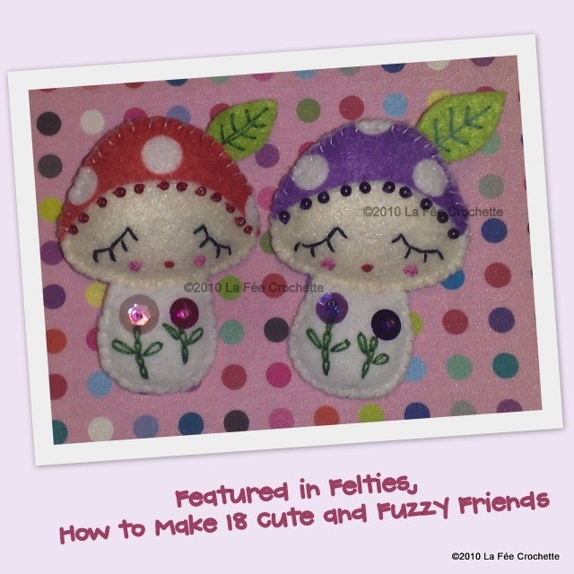 Mushroom girl felt brooch