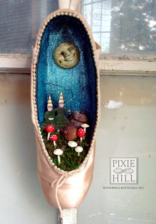 Fairyland Moon Shrine in an upcycled/recycled pointe Ballet Slipper