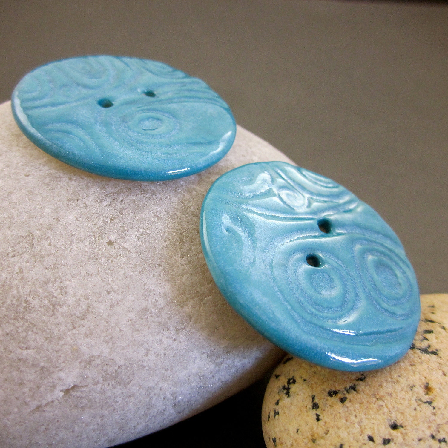 Handmade Textured Turquoise Porcelain Buttons