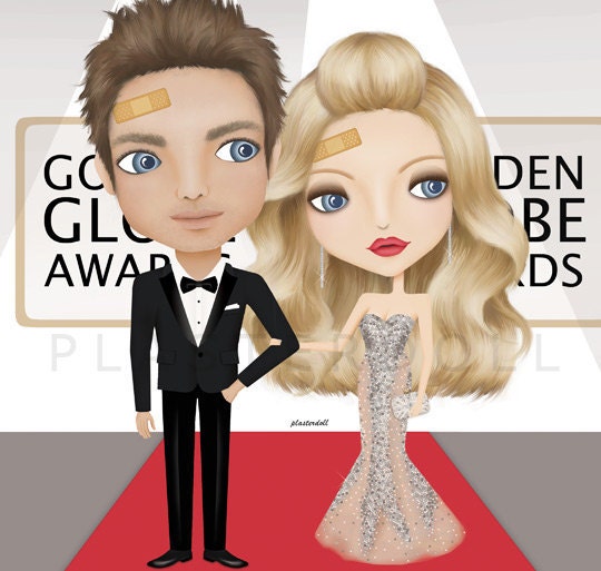 Plasterdoll The Red Carpet Couple 10 x 12 inches Art Print