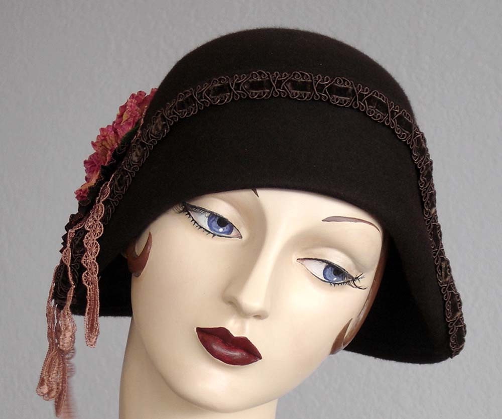 Chocolate Brown Felt Cloche