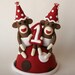 Twin Birthday Sock Monkey Cake Topper w Polka Dots