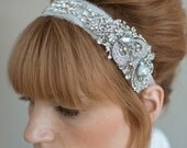 Bridal rhinestone headband - Rhinestone adorned silk chiffon headband - Style 011 - Made to Order