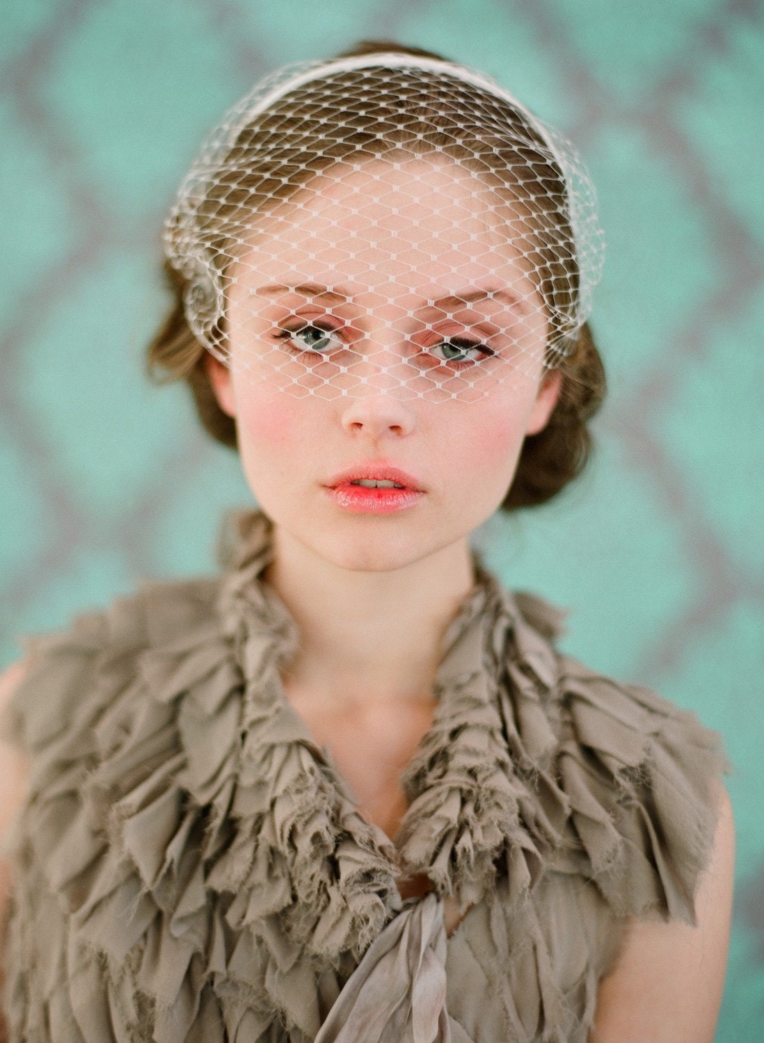 Birdcage veil headband, straight - Style 135 - Made to Order