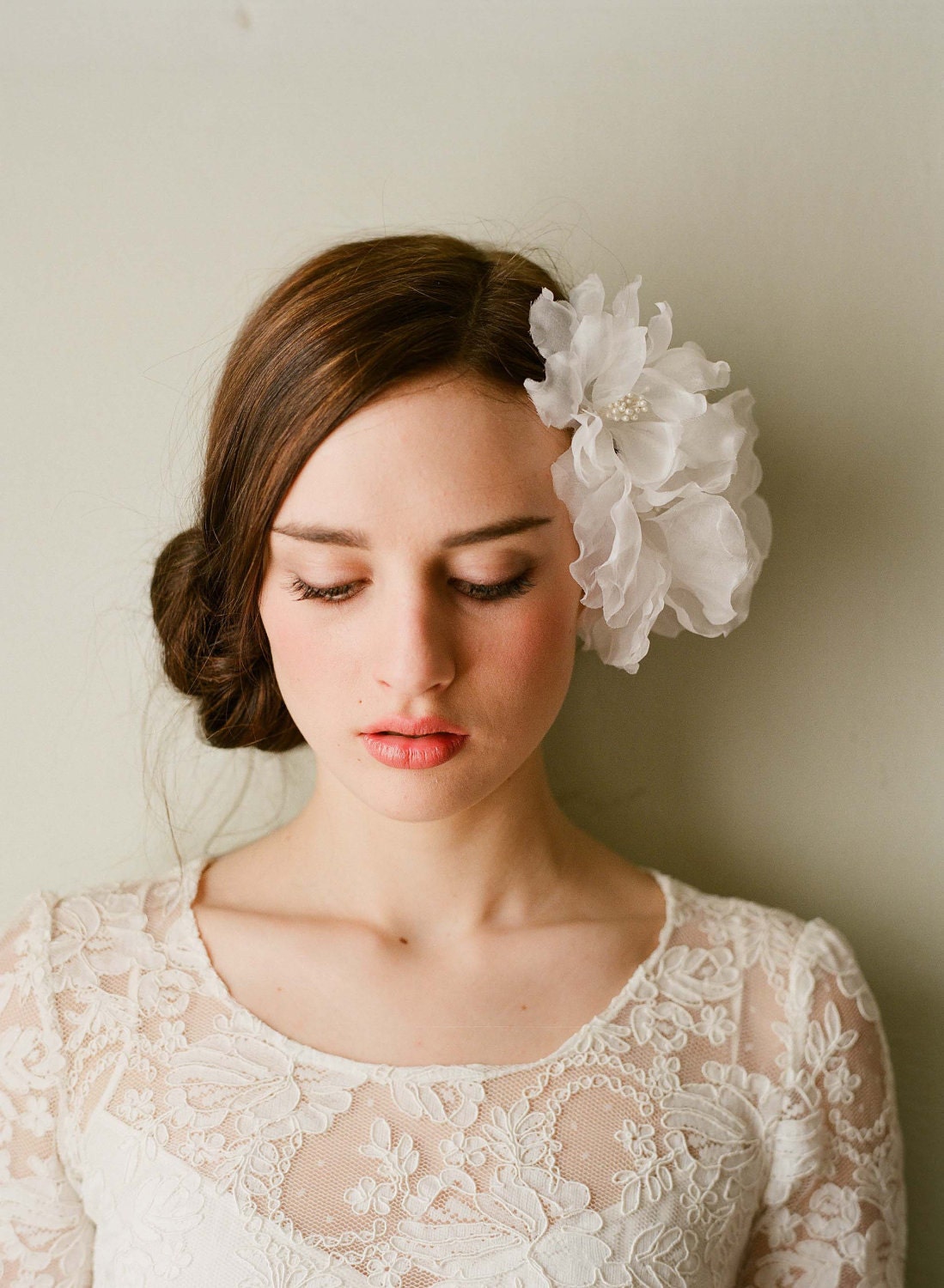 Bridal silk hair flowers - Double sheer silk organza flower comb - Style 206 - Ready to Ship