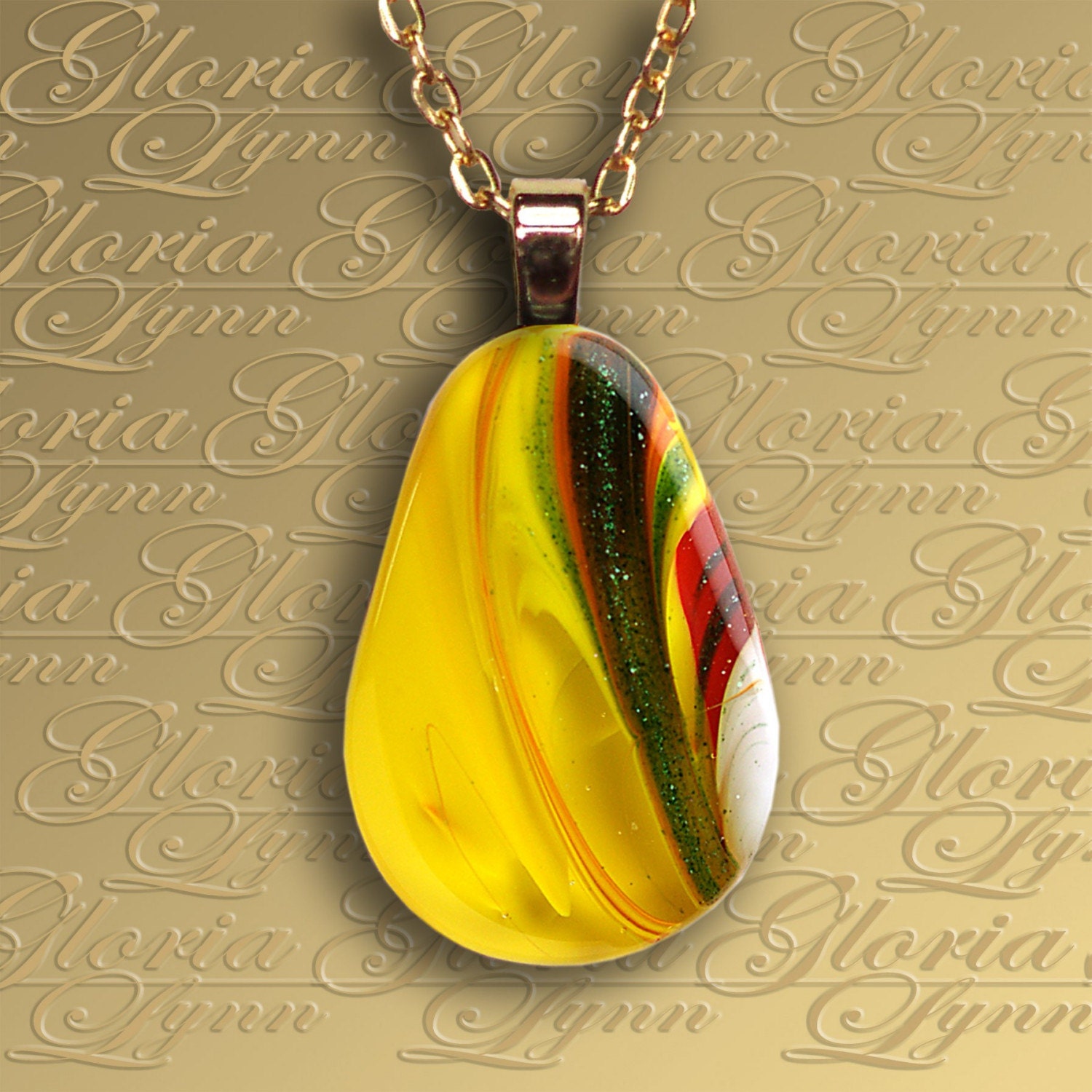 Fused Glass Pendant Jewelry - Lemon Drop - Z112