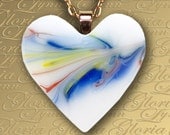 Fused Glass Heart Pendant Jewelry - Counting Clouds - Z172