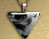 Fused Glass Pendant Jewelry, Omega Slide Pendant - When Smoke Gets In Your Eyes - LB105