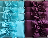 Bridesmaids Gift--SET OF 8 Fairy Tale Ruffle Wristlets-Turquoise Eggplant Silver Gray Purple White Ivory Blue Black and Many More