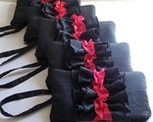 Bridesmaid Clutch-Gift SET OF 7 Butterfly Ruffle Wristlets-Black Red Burnt Orange Silver Gray Navy Yellow Purple And More-Custom