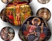 Digital Images Sheet 1 1/2 Inch Religious Vintage Christian Jesus Virgin Mary Cross Inspirational 1.5 Inch Circles for Pendants (CPS8)