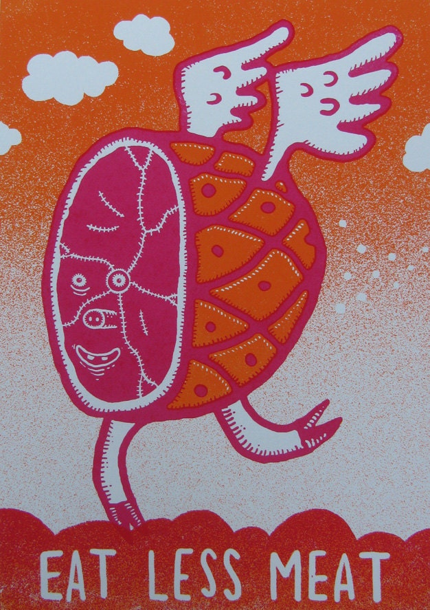 Eat Less Meat (2011) - Screenprint